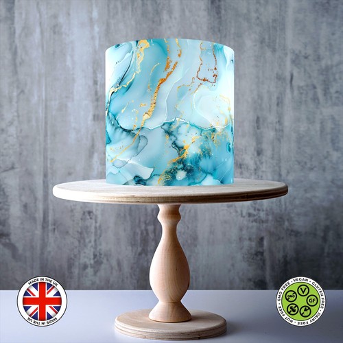 Blue and gold marble - blue,