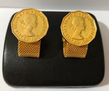 Vintage Pair of 1961 Three Penny Coin Cufflinks