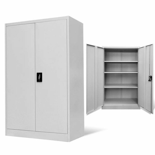 Grey metal storage cabinet - grey, 2