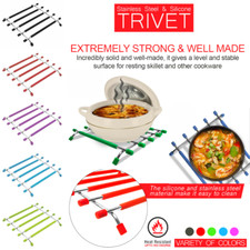 Kitchen Trivet Worktop Saver Hot Pot Pan Stand Rack Silicon Stainless Steel 