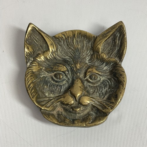 Vintage brass cat face - vintage,