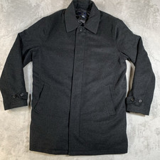 Brooks Brothers Coat Mens XL Charcoal Wool 345 Quilted Padded Trench Crombie