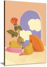 Still life with a pear Framed Canvas Print, Pictures for Home Walls Decor