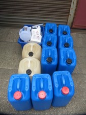 A Collection Of Fuel Containers, Jug, Funnel and Carry Box