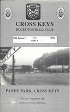 Cross Keys v Risca 18 Jan 1991 Pandy Park, Cross Keys RUGBY PROGRAMME