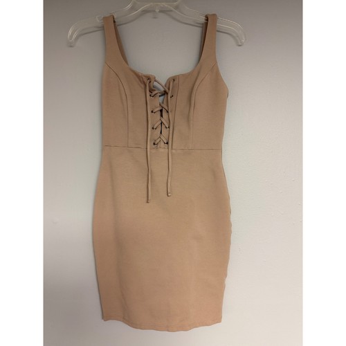 Lulus tan lace - up, front