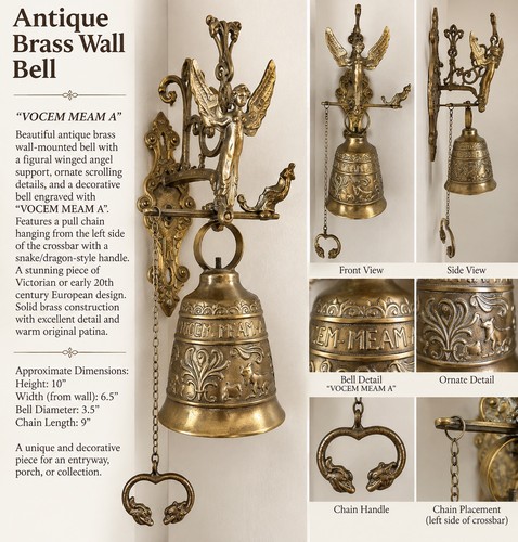 Vtg brass monastery wall - monastery, bell