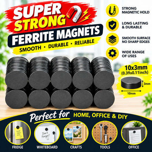 Black ferrite disc magnets - black,