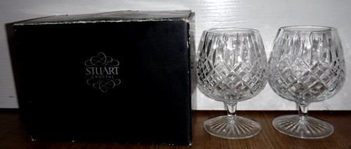 Pair signed stuart crystal - pair,