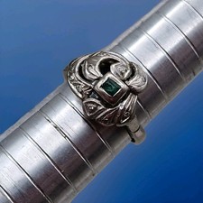 Antique Silver and Emerald & Diamond Ladies Ring Size N