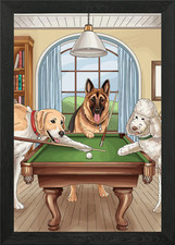 Dogs Playing Pool Framed Wall