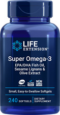Life Extension Super Omega 3, Sesame Lignan & Olive Extract 240 Softgels Heart