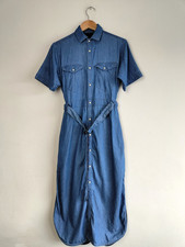 G-Star Raw Denim Dress Blue Cotton & Viscose Belted Snap – Women’s Small