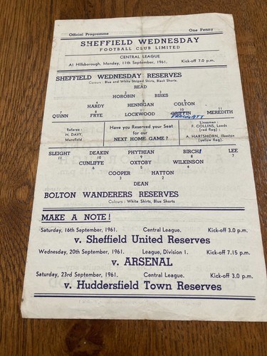 1961 1962 sheffield - 1961, -1962
