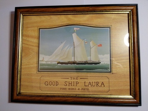 Vintage framed ship laura rum - laura,