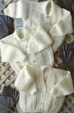 Baby Cardigans 4ply Knitting Patterns 12-24" cables premature sizes 485 