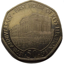 Isle of Man 50p pence 2017 House of Keys 150y 1st General Election Old Court