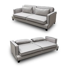 DFS ‘Demure’ 4 Seater Sofa Bed Convertible Demure Textured and Velvet Silver NEW