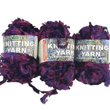 Sullivans KNITTING YARN Wool Bulk NEW 3 X 50g Balls Polyester Purples Eyelash