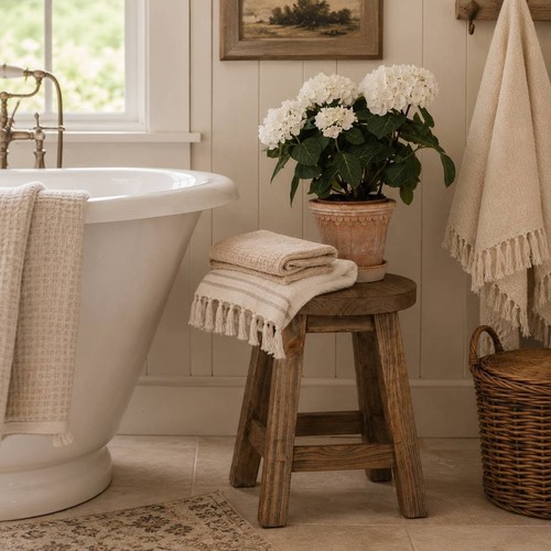 Rustic pine stool - rustic, solid