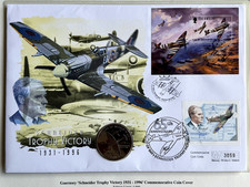 1931-1996 Schneider Trophy IOM & Guernsey Stamp & First Day Crown Coin Cover