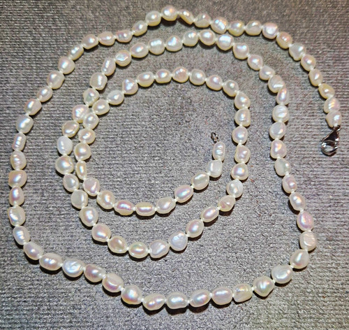 White baroque pearl - white, beaded