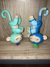 set of 2 fingerling monkeys blue and pale green tested and working