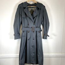 Vintage Nuage Grey Trench Coat With Detachable Check Lining Size UK 12