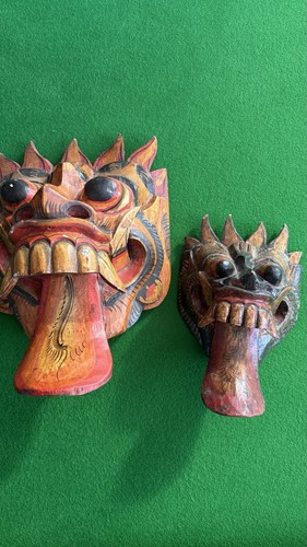 Pair hand carved wooden - pair, hand-carved