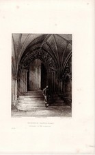 c. 1835 ‘Norwich Cathedral’ Winkles Architecture Antique Print Etching Engraving