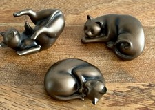 Three Small Vintage Shudehill Veronese 2004 Cats Cat Bronze Effect Figures 2”