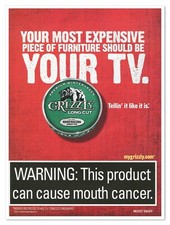 Grizzly Chewing Tobacco Expensive TV 2013 Full-Page Print Magazine Tobacciana Ad