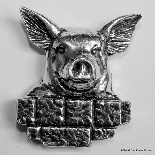 Pig sty silver pewter - silver, brooch
