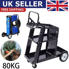 3 Tier Trolley Welding Cart w/ Chains Welding Trolley for MIG TIG Welders Black