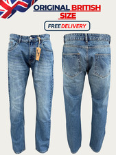 Mens Denim Jeans Straight Leg Trousers Regular Casual Work Pants UK Sizes CTN