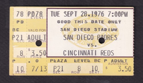 1976 reds 100th win ticket - reds,