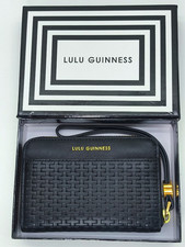 Lulu Guinness black leather weave zip around purse new & boxed
