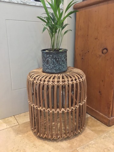Vintage rattan cane footstool - vintage,