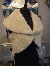 Miss Posh Fun Fur Waistcoat with big shawl corset ties collar size 10