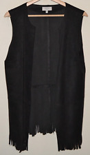 Womens Vintage Black Laura Ashley Archive Tassel Hem Fringe Waistcoat UK 12