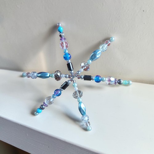 Hand made beaded snowflake - beaded,