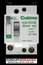 CRABTREE 63 AMP 30mA DOUBLE