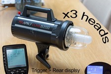 3x LUMI 200 200W Studio Strobe Flash Head - Bowens Fit 3 head set + xPRO Trigger