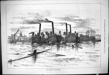 Original Old Antique Print 1881 Sculling Championship Boat Race Sport River