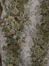 Pair Vtg Curtains Cotton Flower Garden Rod Pocket Top W43” D62” (C3