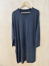 Oska Dress Size 3 Long Sleeves Grey With Small Diagonal Stripe
