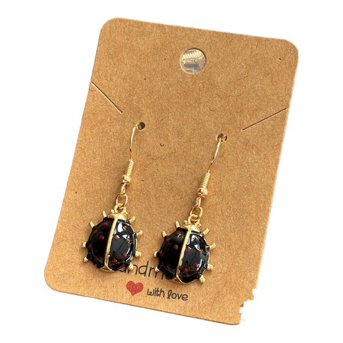 Cute black ladybug dangle - ladybug,