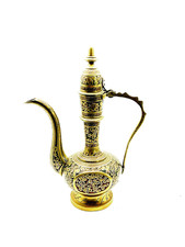 Indian etched Brass tea pot/ Dallah Coffee Pot water jug
