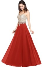 Women's Prom Bridesmaid Mermaid Dress, Red, M (DE38)