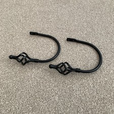 Pair Metal HoldBacks Curtains Tie Backs Holder Black Plain Twist Wall Fitting